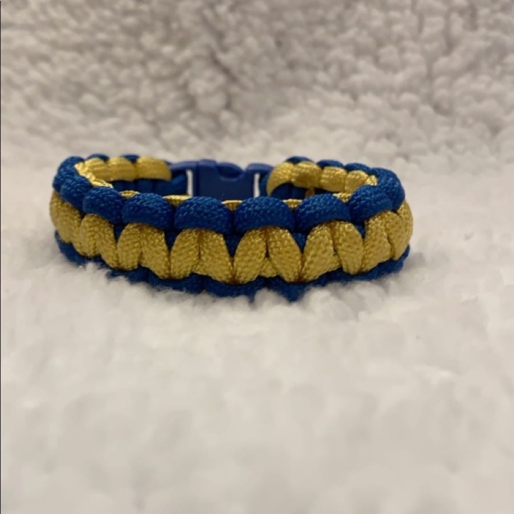 Homemade Blue and Gold Paracord Bracelet